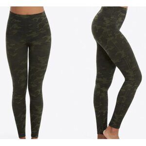 Spanx Look At Me Now Green Camo Full Length High Waisted Legging